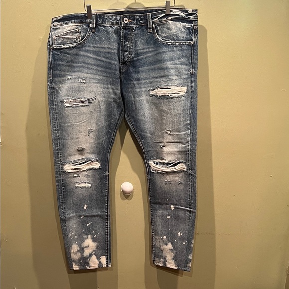 Cult of Individuality Distressed Japanese Selvedge Denim Blue Skinny Jeans